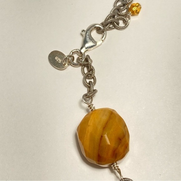 Silpada chunky stone necklace including yellow jade turquoise, jasper, and amber - Picture 3 of 9